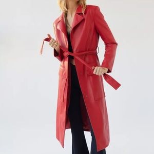 UO Ryan Faux Leather Trench Coat S